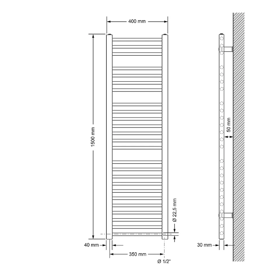 Luxebath Radiateur Electrique Sahara 400x1500mm, Anthracite