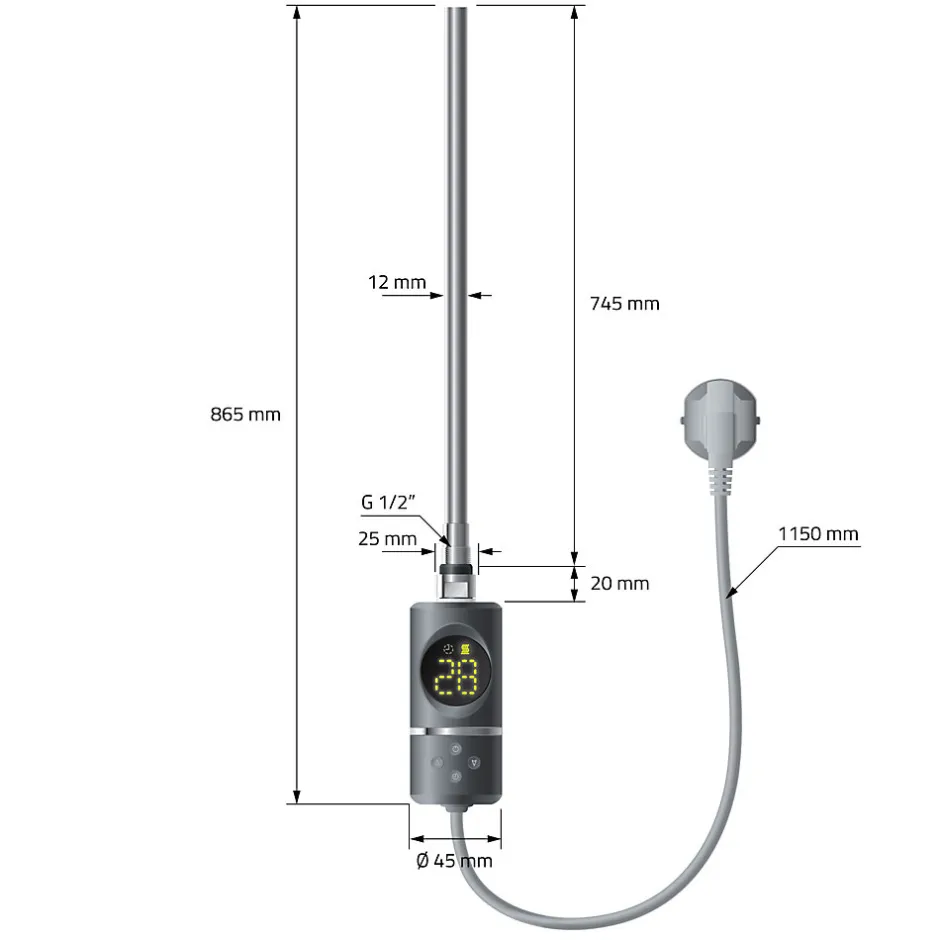 Luxebath Radiateur Electrique Sahara 400x1500mm, Anthracite