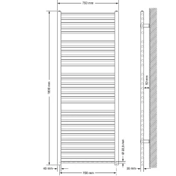 Luxebath Radiateur Electrique Sahara 750x1800mm, Anthracite