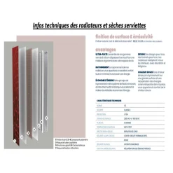 Onbath'S Radiateur electrique 800W vertical 180x40 cm resine aspect ardoise gris clair* Sèche-Serviettes Électrique