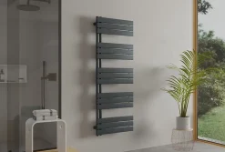 Bernstein Radiateur et sèche-serviettes design D16G gris anthracite, raccord gauche ou droite - 160x50cm, kit connexion chromé
