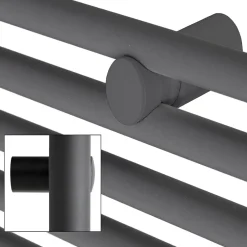 Luxebath Radiateur Salle de Bain 750x1500 mm Anthracite Courbé Raccord Central au Bas avec Garniture de Raccordement Forme d'Angle