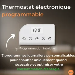 Cosy up Radiateur sèche serviettes électriques à inertie sèche barres rondes 500W thermostat programmable Cosyup Olen Blanc Garantie 3 ans