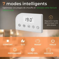 Cosy up Radiateur sèche serviettes électriques à inertie sèche barres rondes 500W thermostat programmable Cosyup Olen Blanc Garantie 3 ans