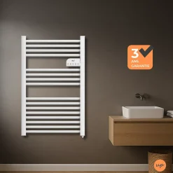 Cosy up Radiateur sèche serviettes électriques à inertie sèche barres rondes 500W thermostat programmable Cosyup Olen Blanc Garantie 3 ans