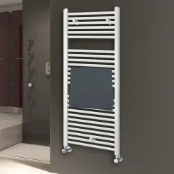 Kibath Radiateur sèche-serviettes circuit de chauffage 120 cm x 50 cm finition BLANC brillant en acier
