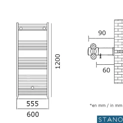 Stano Radiateur sèche-serviettes eau chaude CODA 120 x 60 cm blanc