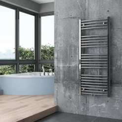 Bernstein Radiateur sèche-serviettes design 118x50cm acier inox - Chrome - R20C - Sans porte-serviette, Sans kit connexion* Sèche-Serviettes Eau Chaude