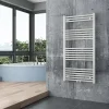 Bernstein Radiateur sèche-serviettes 120x60cm design salle de bain en laiton, Blanc, R18W, Avec Porte-serviette droit, Sans kit de connexion* Sèche-Serviettes Eau Chaude