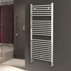Kibath Radiateur sèche-serviettes circuit de chauffage 120 cm x 50 cm finition chrome poli en acier* Sèche-Serviettes Eau Chaude