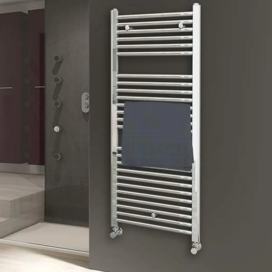 Kibath Radiateur sèche-serviettes circuit de chauffage 120 cm x 50 cm finition chrome poli en acier* Sèche-Serviettes Eau Chaude