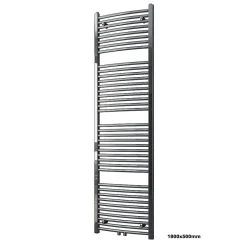 Bernstein Radiateur sèche-serviettes design 180x50cm acier inox - Chrome - R20C - Avec porte-serviette, Sans kit connexion* Sèche-Serviettes Eau Chaude