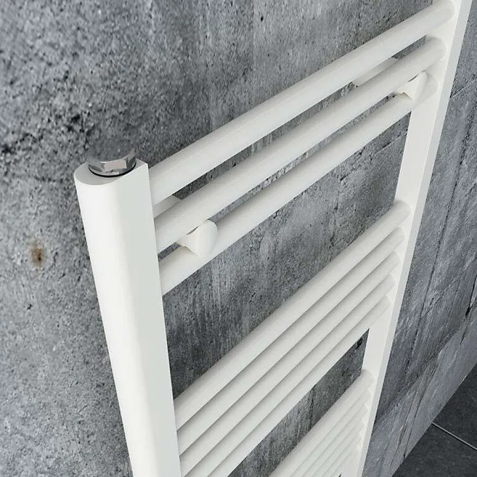 Bernstein Radiateur sèche-serviettes 150x50cm design salle de bain en laiton, Blanc, R18W, Avec porte-serviette droit, Sans kit de connexion