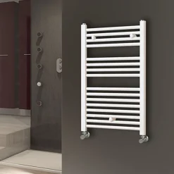 Kibath Radiateur sèche-serviettes circuit de chauffage 80 cm x 50 cm finition BLANC brillant en acier* Sèche-Serviettes Eau Chaude