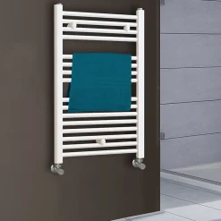 Kibath Radiateur sèche-serviettes circuit de chauffage 80 cm x 50 cm finition BLANC brillant en acier* Sèche-Serviettes Eau Chaude