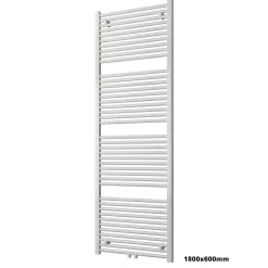 Bernstein Radiateur sèche-serviettes 180x60cm design salle de bain en laiton, Blanc, R18W, Avec porte-serviette droit, Sans kit de connexion* Sèche-Serviettes Eau Chaude