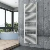Bernstein Radiateur sèche-serviettes 180x60cm design salle de bain en laiton, Blanc, R18W, Avec porte-serviette droit + kit connexion blanc