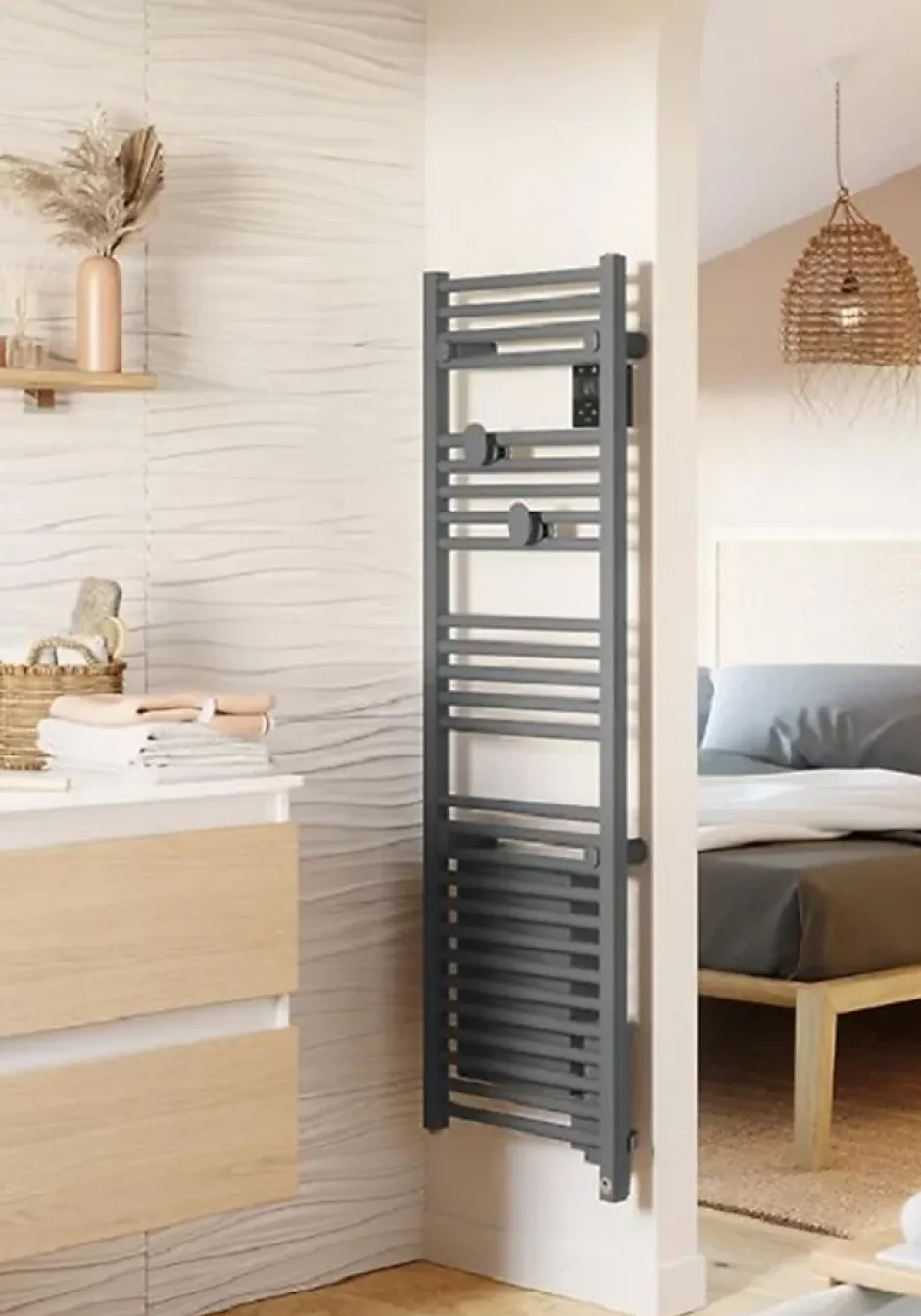 Thermor Radiateur sèche-serviettes électrique Riva 5 - Avec soufflerie - 500W+1000W - Dimensions: 1098 x 500 x 134 mm