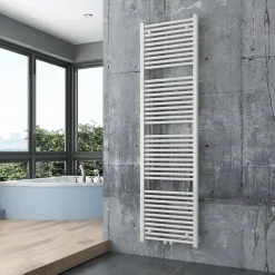 Bernstein Radiateur sèche-serviettes 180x50cm design salle de bain en laiton, Blanc, R18W, Sans porte-serviette, avec kit connexion blanc