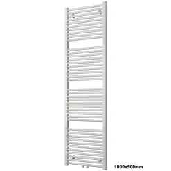 Bernstein Radiateur sèche-serviettes 180x50cm design salle de bain en laiton, Blanc, R18W, Sans porte-serviette, avec kit connexion blanc