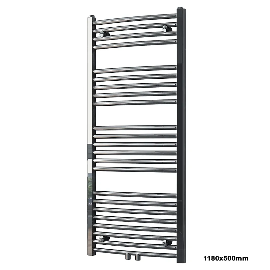 Bernstein Radiateur sèche-serviettes design 118x50cm acier inox - Chrome - R20C - Avec porte-serviette, Sans kit connexion* Sèche-Serviettes Eau Chaude