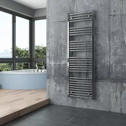 Bernstein Radiateur sèche-serviettes design 150x50cm acier inox - Chrome - R20C - Avec porte-serviette + kit connexion chromé