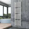 Bernstein Radiateur sèche-serviettes 180x50cm design salle de bain en laiton, Blanc, R18W, Avec porte-serviette droit, Sans kit de connexion* Sèche-Serviettes Eau Chaude