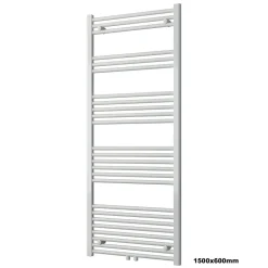 Bernstein Radiateur sèche-serviettes 150x60cm design salle de bain en laiton, Blanc, R18W, Avec porte-serviette droit, Sans kit de connexion