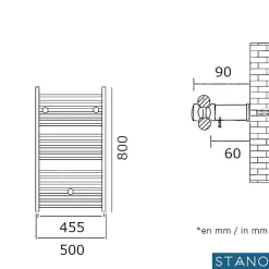 Stano Radiateur sèche-serviettes eau chaude CODA 80 x 50 cm blanc* Sèche-Serviettes Eau Chaude