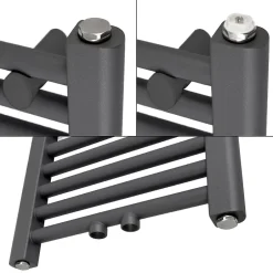 Luxebath Radiateur Sèche-Serviettes Sahara - 300 x 1400 mm - Anthracite - Droit avec Raccordement Central
