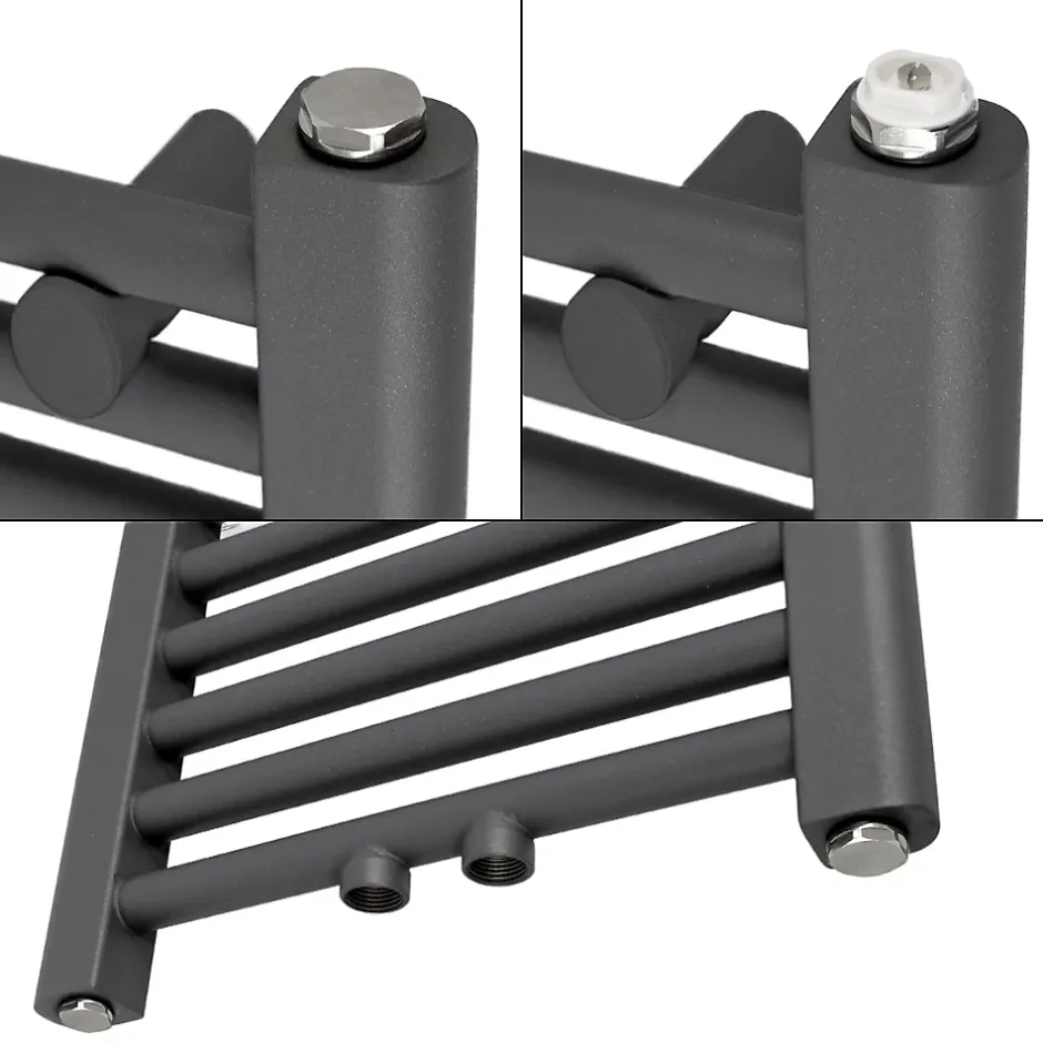 Luxebath Radiateur Sèche-Serviettes Sahara - 300 x 1400 mm - Anthracite - Droit avec Raccordement Central