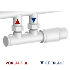 Bernstein Radiateur sèche-serviettes 150x60cm design salle de bain en laiton, Blanc, R18W, Avec porte-serviette droit + kit connexion blanc* Sèche-Serviettes Eau Chaude