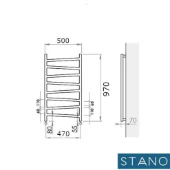 Stano Radiateur sèche-serviettes eau chaude design CYRKA 97 x 50 cm noir mat* Sèche-Serviettes Eau Chaude