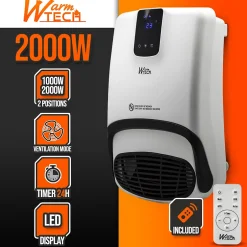 Warm Tech Radiateur soufflant mural sèche serviettes 2000W* Sèche-Serviettes Soufflant