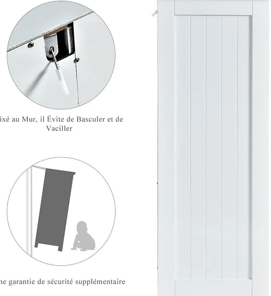 Giantex Rangement Salle de Bain 3 Tiroirs 1 Armoire Placard Porte Magnétique Anti Basculement étagère Réglable* Meuble De Salle De Bains Faible Profondeur|Armoire De Salle De Bains