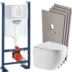 Grohe RAPID SL Pack Bâti-support + WC suspendu + Plaque chrome + Set de montage (PROJECTFUSIONTQ-1-SABO)