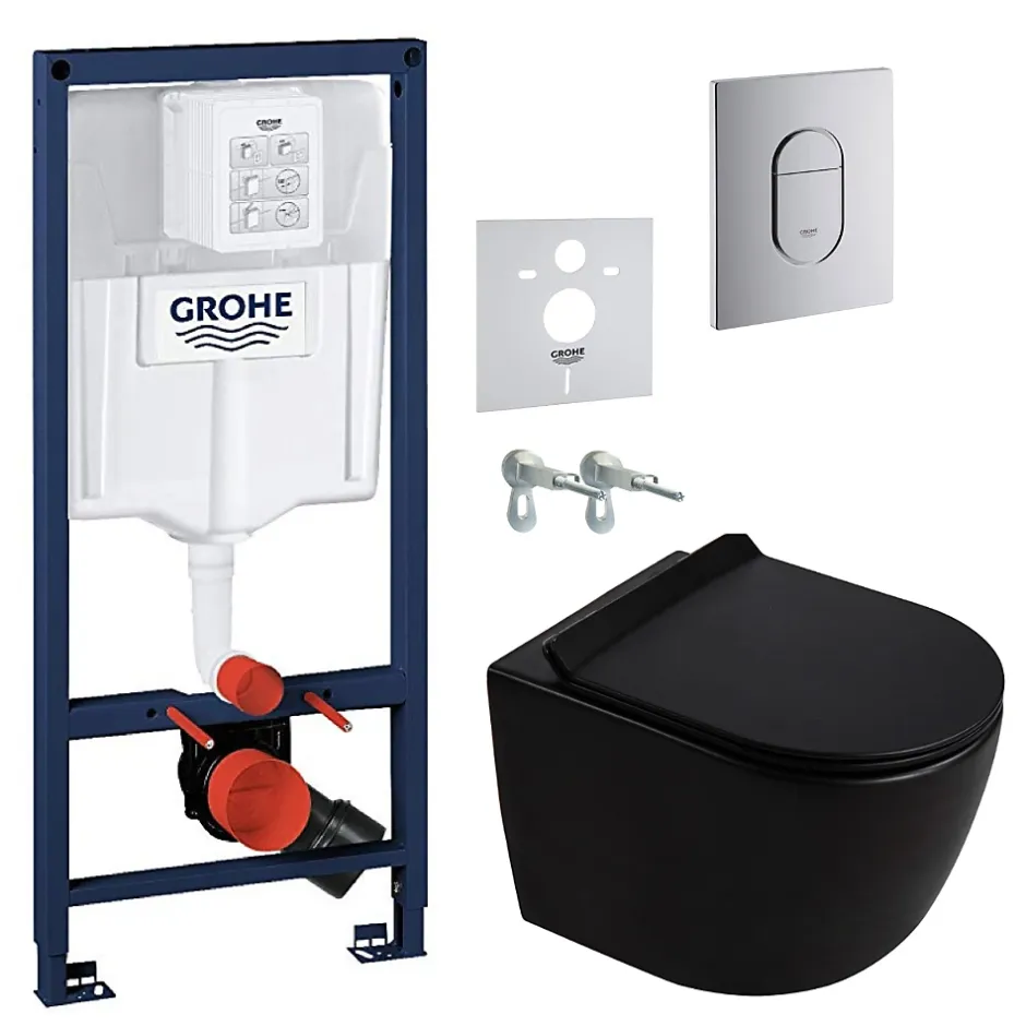 Grohe Rapid SL pack WC bâti-support + WC suspendu sans bride Ceramia PixL avec abattant SoftClose + plaque (GRRCEPXBMT02-FR)* Wc Suspendu
