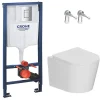 Grohe Rapid SL Pack WC bâti-support + WC suspendu sans bride avec abattant SoftClose Ceramia + plaque (GRRCE14WT01-FR)