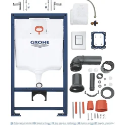 Grohe Rapid SL Pack WC bâti-support + WC suspendu sans bride avec abattant SoftClose Ceramia + plaque (GRRCE14WT01-FR)
