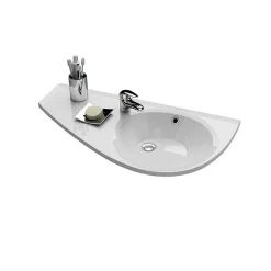 Ravak Avocado Comfort Lavabo 85x45cm, style asymétrique gain de place orientation gauche avec perçage et trop plein (XJ1L1100000)