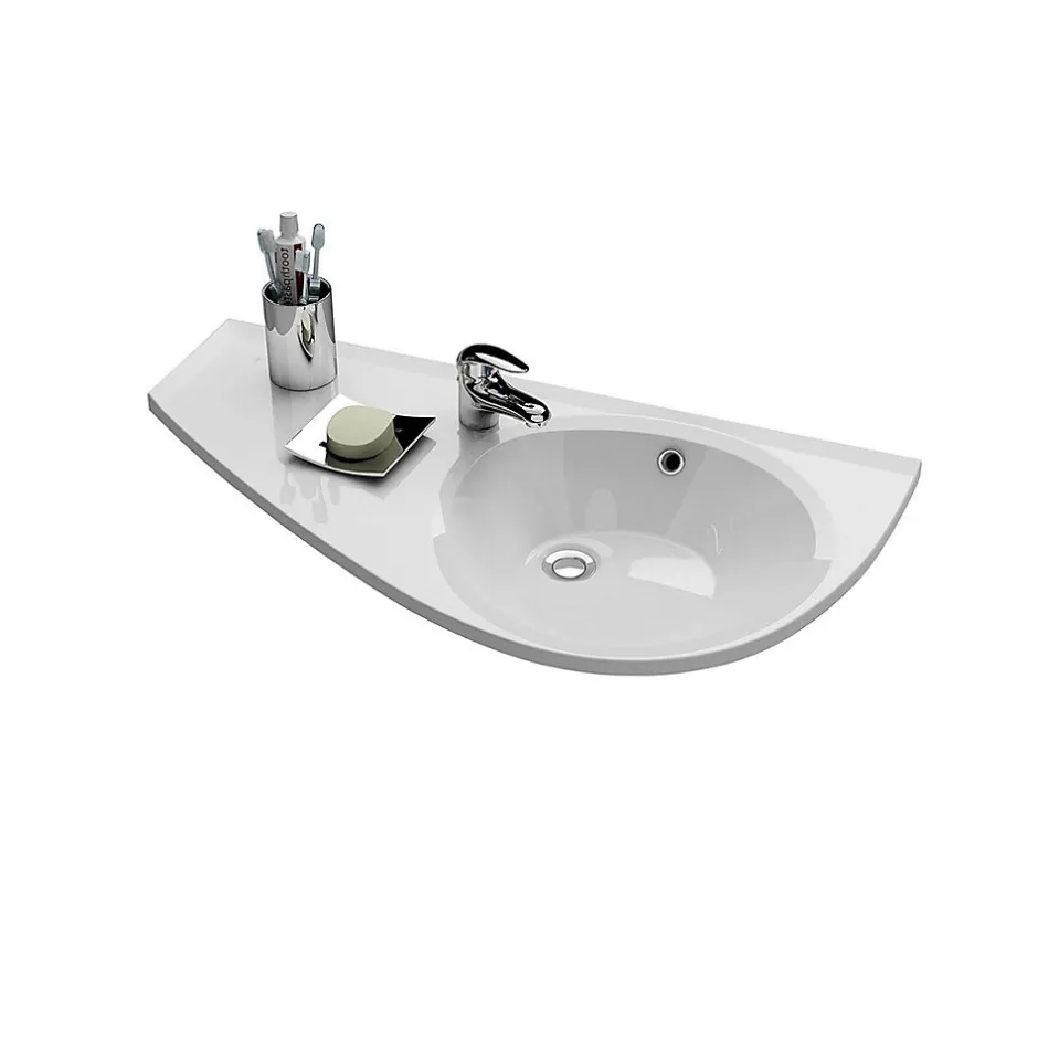 Ravak Avocado Comfort Lavabo 85x45cm, style asymétrique gain de place orientation gauche avec perçage et trop plein (XJ1L1100000)