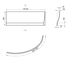 Ravak Avocado Ensemble Baignoire d'angle gain de place, orientation gauche 160 x 75 cm en acrylique, Blanc + Tablier + Pieds
