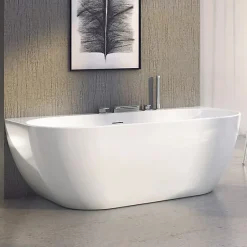 Ravak Freedom W 166 x 80 cm Baignoire semi-îlot en acrylique, sans pieds, blanc (XC00100024)* Baignoire Îlot