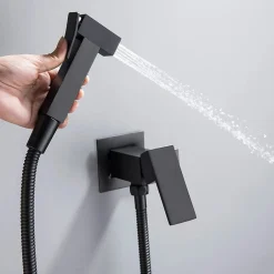 Rea Robinet Bidet Douchette Noir Mural Monocommande