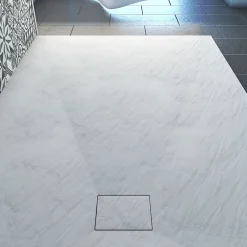 Aurlane Receveur à poser en matériaux composite SMC - Finition ardoise blanc mat - 80x120 cm