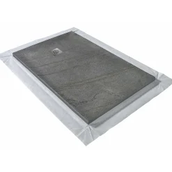 U-tile Receveur 150 x 100 cm HD en pierre naturelle gris grille excentrée