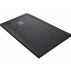 U-tile Receveur 150 x 100 cm HD en pierre naturelle gris grille excentrée