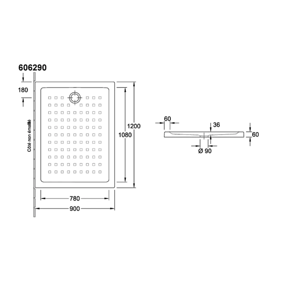 Villeroy & Boch Receveur 120 x 90 VILLEROY ET BOCH O.Novo céramique rectangle blanc* Receveur De Douche