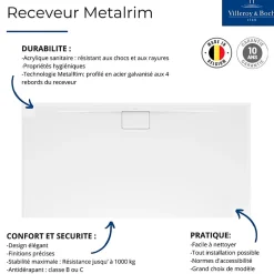 Villeroy & Boch Receveur 100 x 90 x 4,8 VILLEROY ET BOCH Architectura Metalrim acrylique rectangle blanc* Receveur De Douche