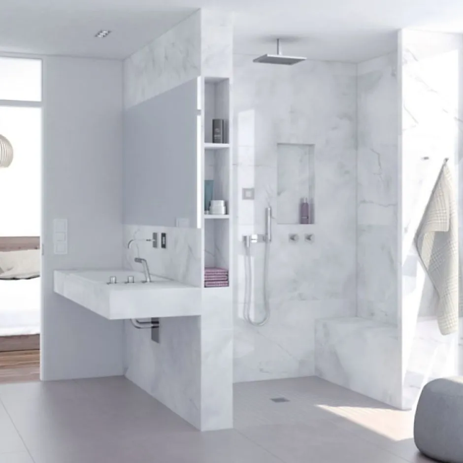 Wedi Receveur de douche à carreler 90 x 90 Fundo Primo carré écoulement centrée* Receveur De Douche